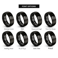 font options for inside engraving on black howling dog standing rings