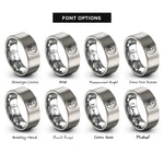 font options for inside engraving on silver howling moon rings