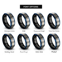 font options for inside engraving on black & blue & grey howling wolf rings