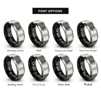 font options for inside engraving on black & grey howling wolf rings