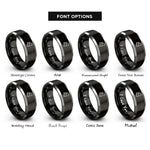 font options for inside engraving on black & gray howling wolf rings