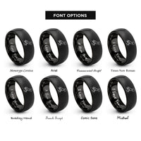 font options for inside engraving on black howling wolf rings