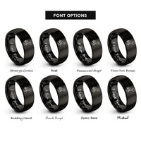 font options for inside engraving on black howling wolf rings