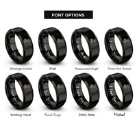 font options for inside engraving on black howling wolf rings