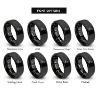 font options for inside engraving on black howling wolf rings