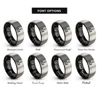 font options for inside engraving on black & silver hpattern shifter rings