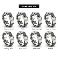 font options for inside engraving on grey human flag rings
