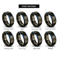 font options for inside engraving on gunmetal & blue human flag rings