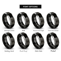 font options for inside engraving on black & grey human skull rings