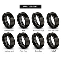 font options for inside engraving on black human skull rings
