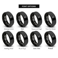 font options for inside engraving on black human skull rings