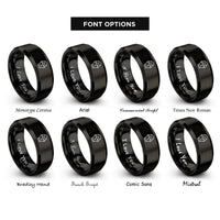 font options for inside engraving on black humanoid android face rings