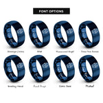 font options for inside engraving on blue humanoid android face rings