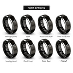 font options for inside engraving on black & grey hummingbird rings