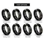 font options for inside engraving on black & grey hummingbird rings