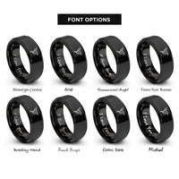 font options for inside engraving on black hummingbird rings
