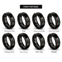 font options for inside engraving on black hummingbird rings