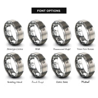 font options for inside engraving on silver hummingbird flight flower rings