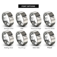 font options for inside engraving on grey hummingbird rings