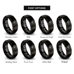 font options for inside engraving on black hummingbird silhouette blossom rings