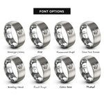 font options for inside engraving on grey hummingbird silhouette blossom rings