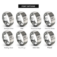 font options for inside engraving on grey hummingbird silhouette blossom rings