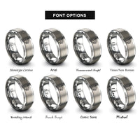 font options for inside engraving on silver hummingbird silhouette blossom rings