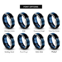 font options for inside engraving on blue & grey humpback wave rings