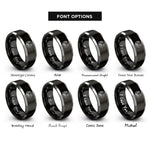 font options for inside engraving on black & gray hunter buck rings