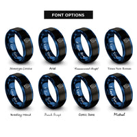 font options for inside engraving on black & blue hurricane symbol rings