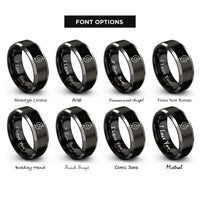 font options for inside engraving on black & gray hurricane symbol rings