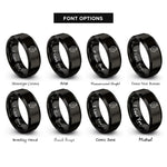 font options for inside engraving on black hurricane symbol rings