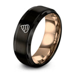 Husband Wife Gift Sets – black & rose gold tungsten caramel swirl ring