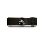 wedding bands for couples – black & gray tungsten deer fawn nuzzle wedding band