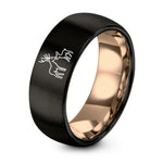 Husband Wife Gift Sets – black & rose gold tungsten deer fawn nuzzle ring