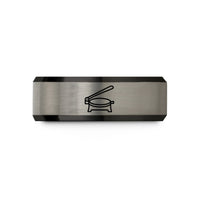 personalized couple ring sets – black & silver tungsten tortilla press wedding band