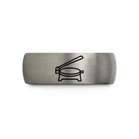 personalized couple ring sets – grey tungsten tortilla press wedding band