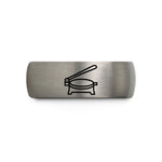 engraved couple ring sets – gunmetal & grey tungsten tortilla press wedding band
