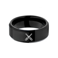 matching rings for couples – black tungsten crossed screwdrivers wedding band