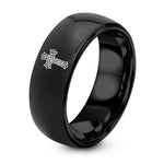Husband Wife Gifts for Couples – black tungsten knotwork cross ring