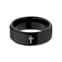 tungsten rings for couples – black tungsten knotwork cross wedding band