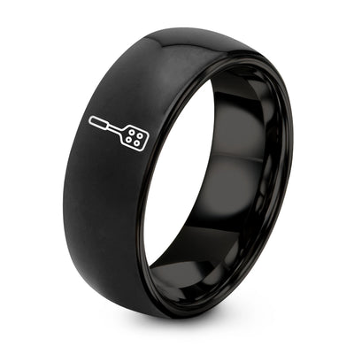 Mash Paddle – Tungsten Wedding Band, 8 mm, Black Comfort-Fit Unisex