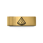 matching bands for couples – gold tungsten watermelon slice wedding band