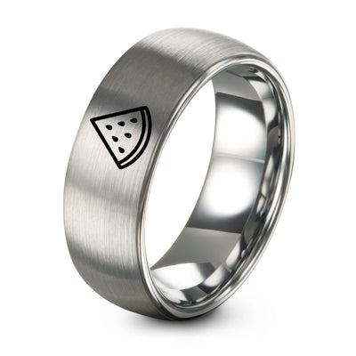 Watermelon Slice – Tungsten Wedding Band, 8 mm, Grey Comfort-Fit Unisex