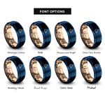 font options for inside engraving on blue & rose gold hush puppies rings