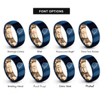 font options for inside engraving on rose gold & blue hush puppies rings