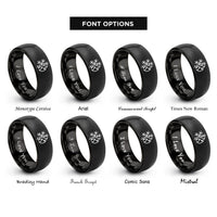 font options for inside engraving on black hvac snowflake flame rings