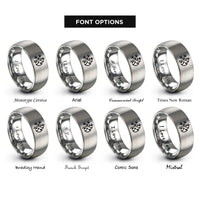 font options for inside engraving on silver hvac snowflake flame rings
