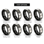 font options for inside engraving on black & silver hydrant rings
