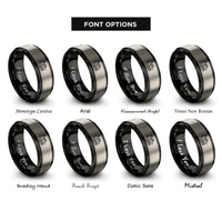 font options for inside engraving on black & grey hydraulic mining shovel rings